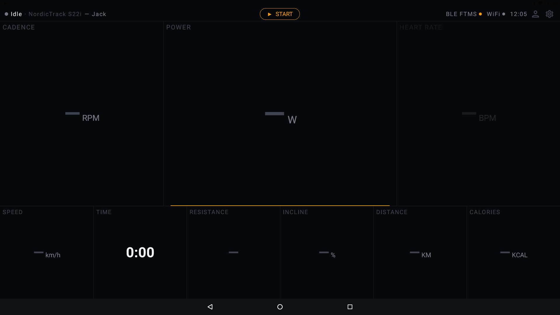 Dashboard in idle state