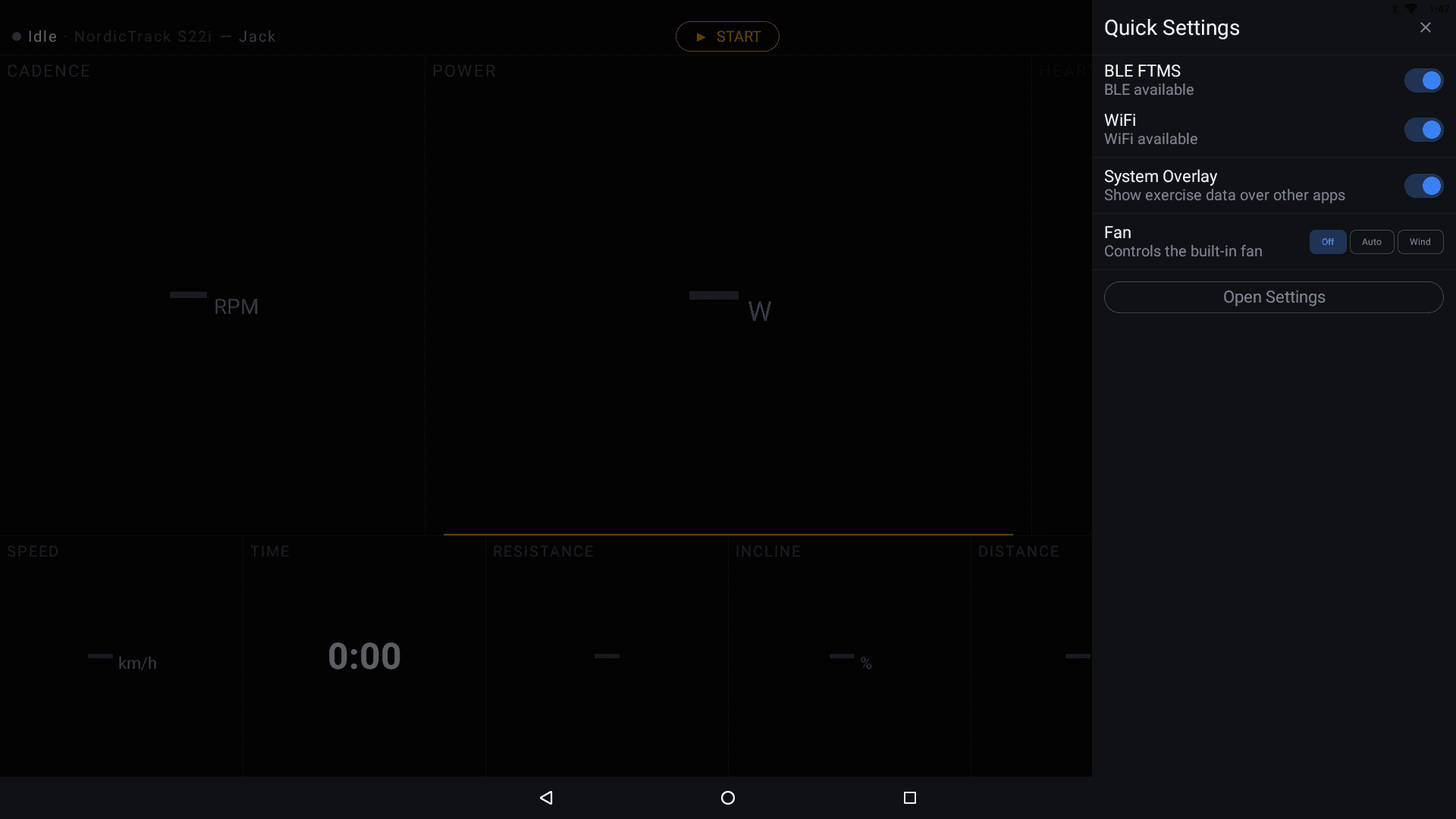 Quick Settings panel
