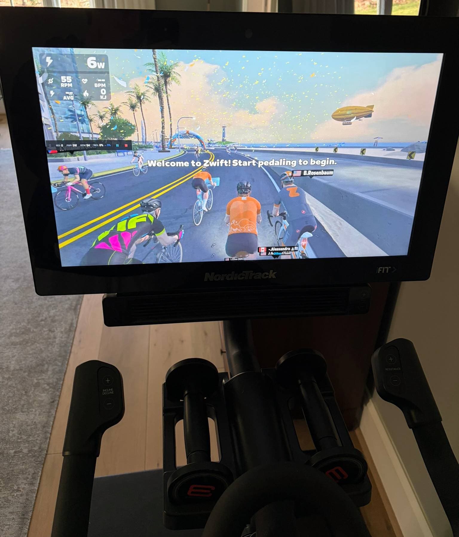 Zwift streamed to a NordicTrack console